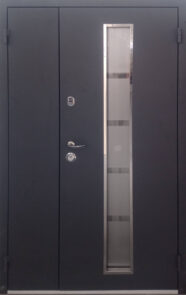 Вхідні двері Портала Метал-МДФ 1200 мм СТРІТ + склопакет (вулиця) Metaliс grey ТЕКСТУРА / Антрацит