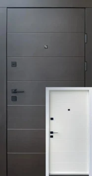Вхідні двері Qdoors Преміум Горизонталь венге темний горизонт/біла шагрень+біла рама