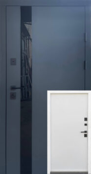 Вхідні двері Qdoors Стріт Елегант 3К Антрацит 7021/біла шагрень