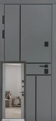 Вхідні двері Булат Ультра модель 557/607 Тоноване дзеркало Попелястий металік/Сірий шифер