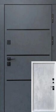Вхідні двері Форт-М ТЕРМО Термо ТОКІО бетон антрацит/бетон сніжний