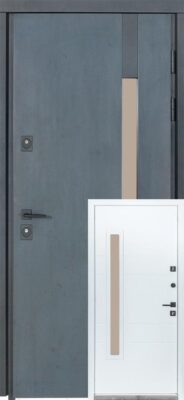 Вхідні двері Булат ТЕРМО HOUSE Модель 705/431 Темний Антрацит/Вулична Білий атласний
