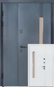 Вхідні двері Булат ТЕРМО HOUSE 1200 Модель 705/431 Темний Антрацит/Вулична Білий атлас