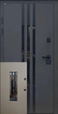 Вхідні двері Портала Тріо-Термо Тріумф ПОЛІМЕР Антрацит патіна/ Світло сіра текстура