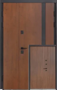 Вхідні двері Булат ТЕРМО HOUSE (1200мм) Модель 710/265 Дуб бронза/Вулична Горіх натуральний