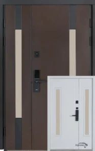 Вхідні двері Булат ТЕРМО HOUSE ЕЛЕКТРО (1200мм) Модель 706/431 Венге темний/Вулична Білий атласний