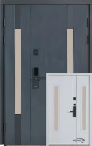 Вхідні двері Булат ТЕРМО HOUSE ЕЛЕКТРО (1200мм) Модель 706/431 Антрацит/Вулична Білий атласний