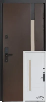 Вхідні двері Булат ТЕРМО HOUSE Електро Модель 705/431 Венге темний/Вулична Білий атлас