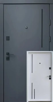 Вхідні двері Qdoors Преміум Тріоні-Аk антрацит/біла шагрень