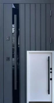 Вхідні двері Qdoors Стріт Арт вулиця Антрацит 7021/біла шагрень