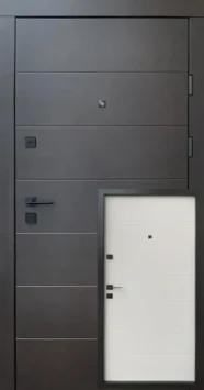 Вхідні двері Qdoors Преміум Горизонталь венге темний горизонт/біла шагрень