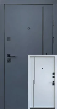 Вхідні двері Qdoors Ультра Крос-Аk антрацит/біла шагрень